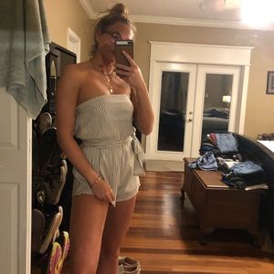 REVOLVE GREY AND WHITE ROMPER